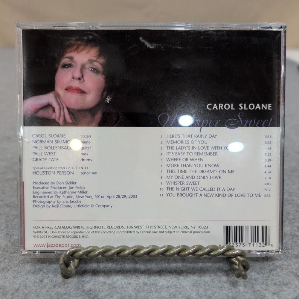 Carol Sloane Whisper Sweet CD Jazz Vocals HighNote Records HCD - Picture 2 of 2
